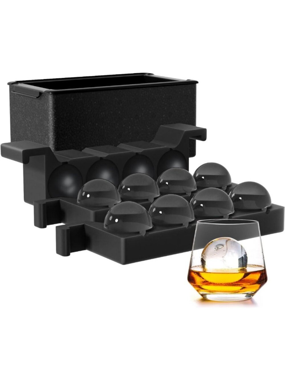 Clear Ice Ball Maker for Whiskey - 2-Inch Sphere Ice Cube Tray for Cocktails